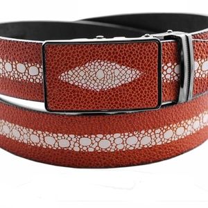 Men's Belts Track Buckle Genuine Leather Belt Tan